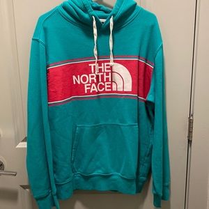 The North Face Hoodie Mens LARGE Long Sleeve Green Logo Graphic Print